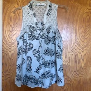 Junior XL candies sheer button up pineapple shirt